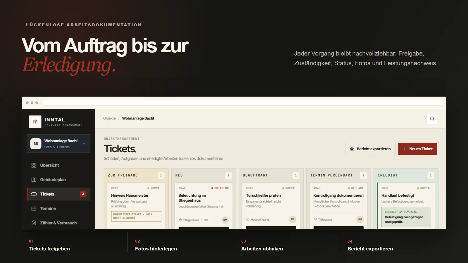 Vom Auftrag bis zur Erledigung im digitalen Inntal-FM-Objektportal